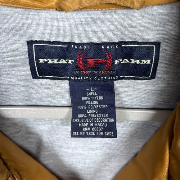 Vintage Phat Farm Bomber Jacket Gold Nylon 90s Hip Hop L - Picture 4 of 6